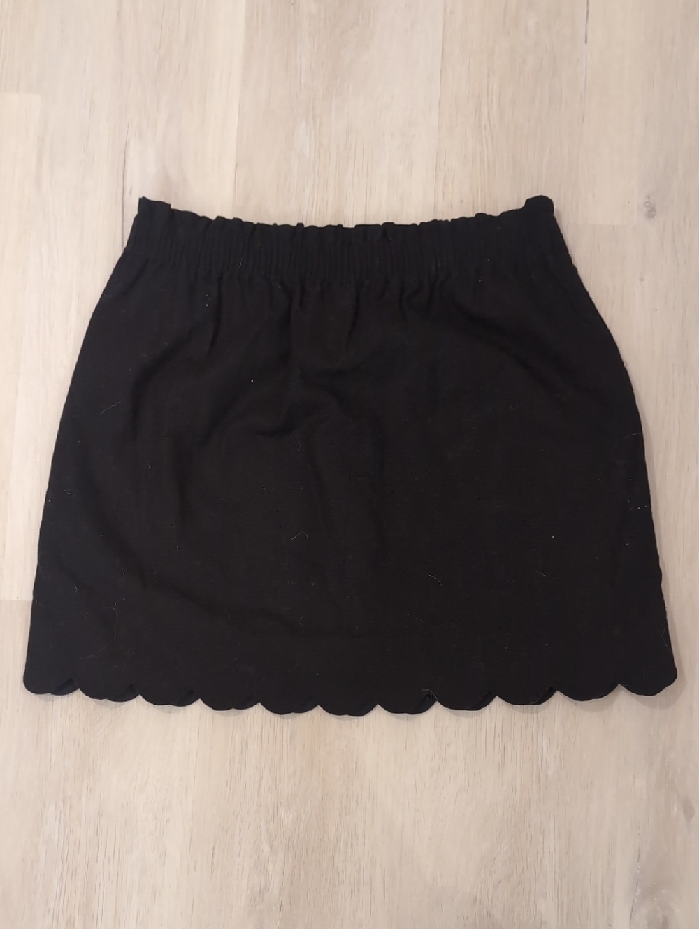 J. Crew Black Scalloped-Hem Mini Skirt